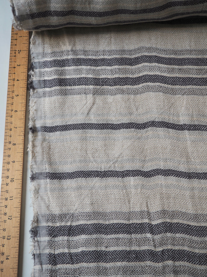 Charcoal Stripe Extra Wide Linen