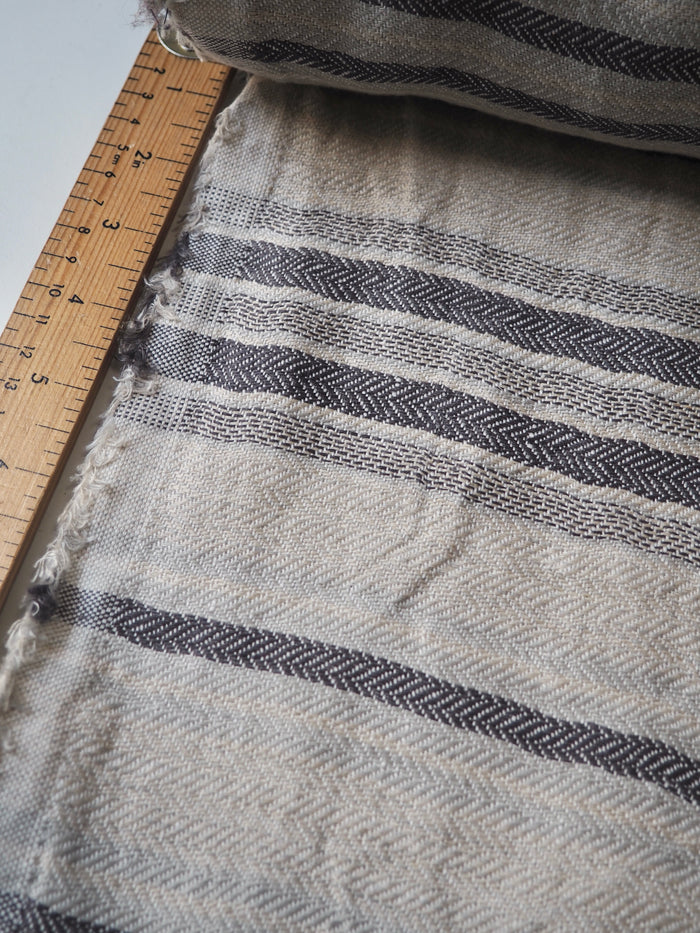 Charcoal Stripe Extra Wide Linen