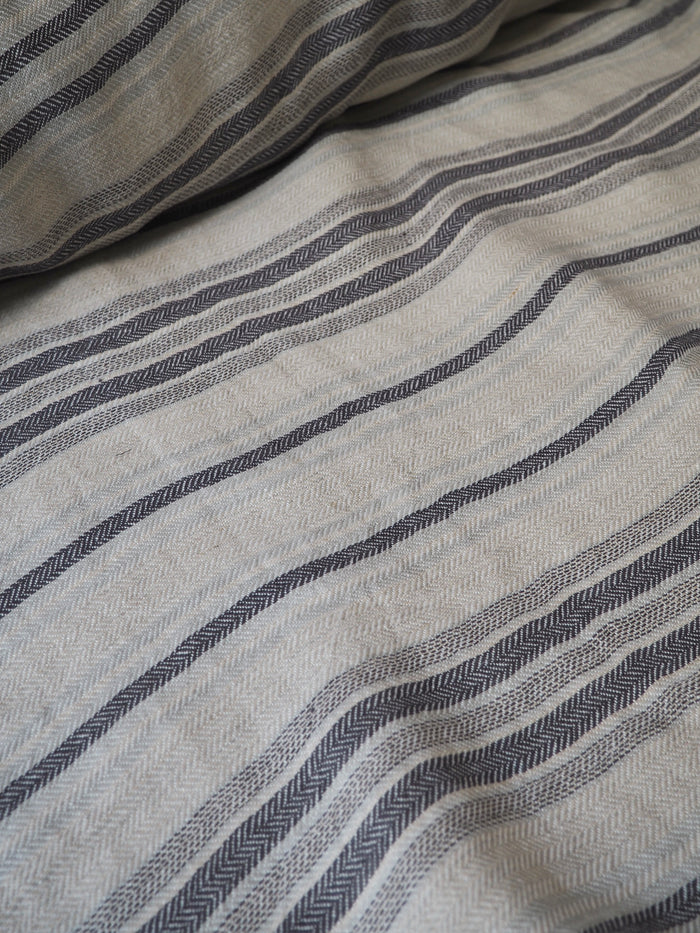 Charcoal Stripe Extra Wide Linen