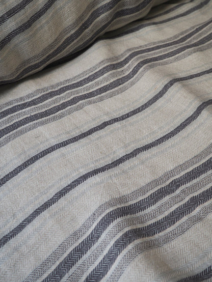 Charcoal Stripe Extra Wide Linen