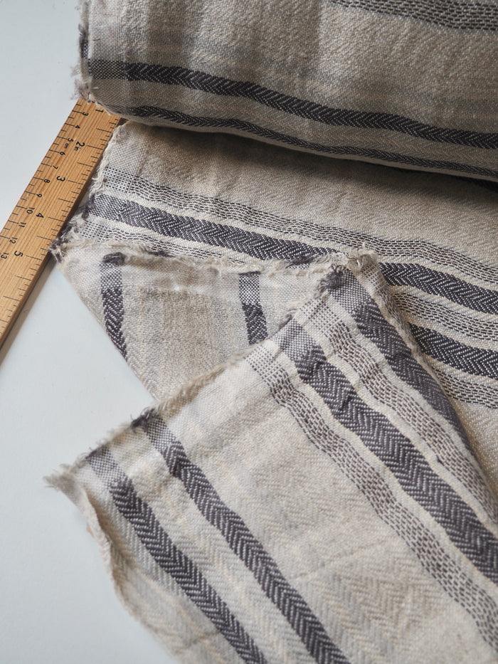 Charcoal Stripe Extra Wide Linen