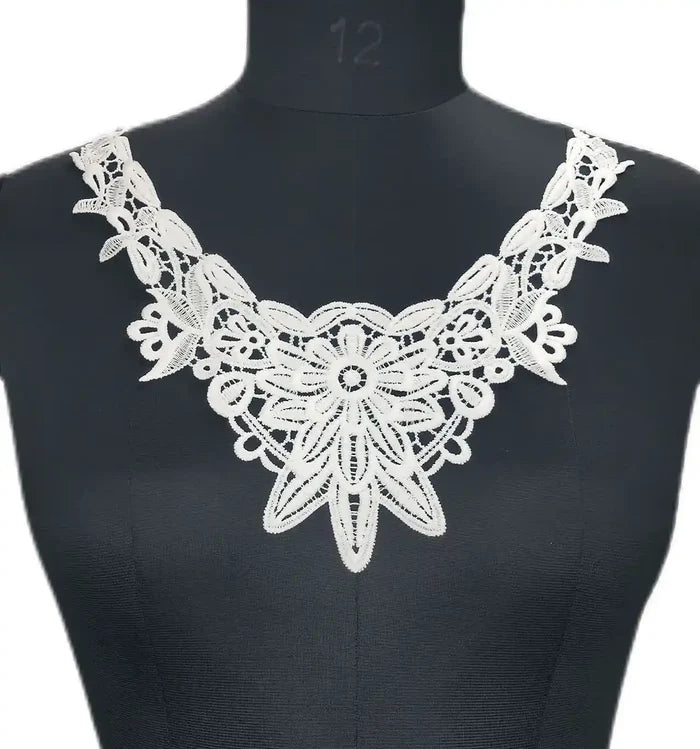 Ani Accessories chrysanthemum charm dyeable neckline with floral embroidery for elegant dresses and ethnic wear