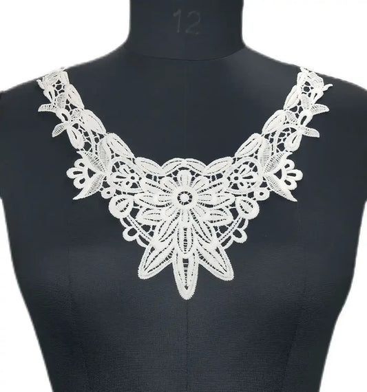 Ani Accessories chrysanthemum charm dyeable neckline with floral embroidery for elegant dresses and ethnic wear