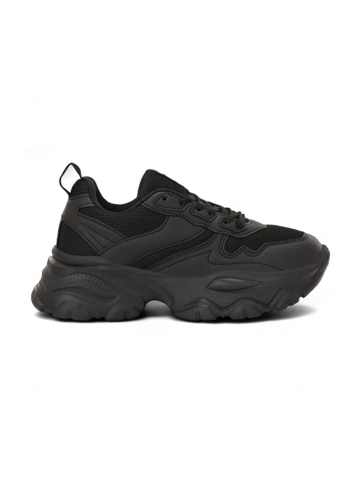 Chunky Mesh & Synthetic Black Sports Shoes for women Regular