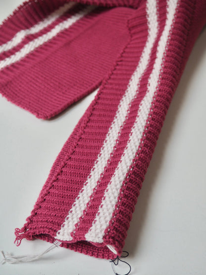 Chunky Raspberry Wool Blend Double Ribbed Cuff 9cm