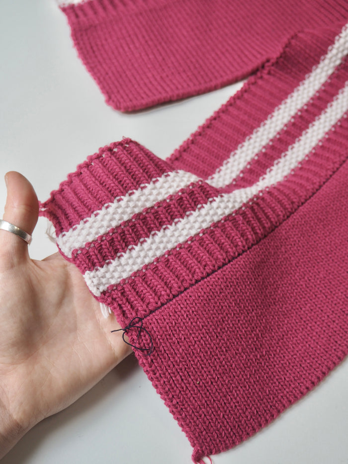 Chunky Raspberry Wool Blend Double Ribbed Cuff 9cm