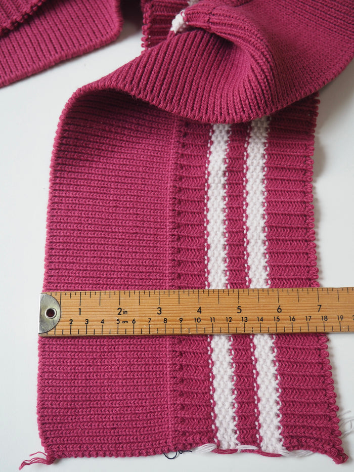 Chunky Raspberry Wool Blend Double Ribbed Cuff 9cm