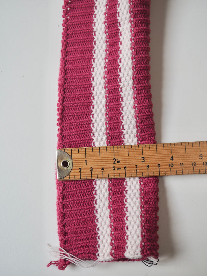 Chunky Raspberry Wool Blend Double Ribbed Cuff 9cm