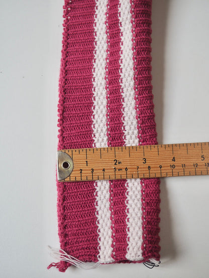 Chunky Raspberry Wool Blend Double Ribbed Cuff 9cm