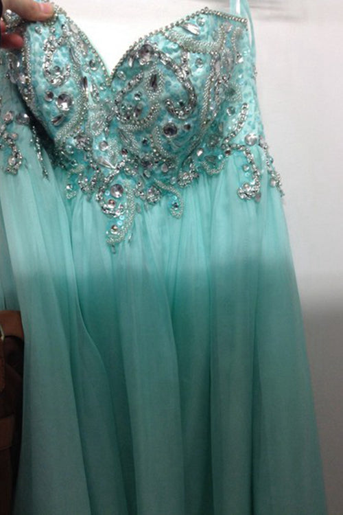 Classic Prom Dress 2024 V Neck Beaded Chiffon Cap Sleeves