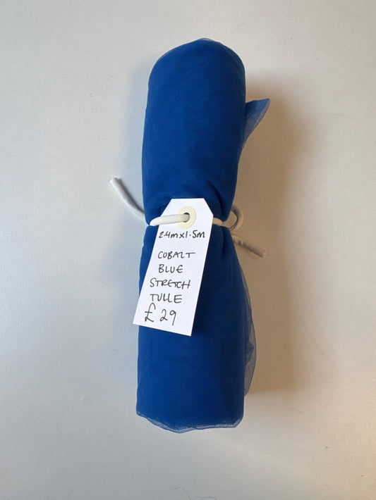Cobalt Blue Stretch Tulle Remnant