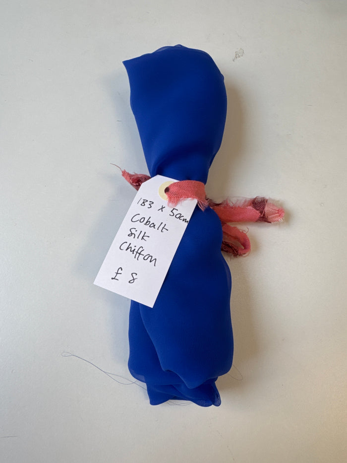 Cobalt Silk Chiffon Remnant