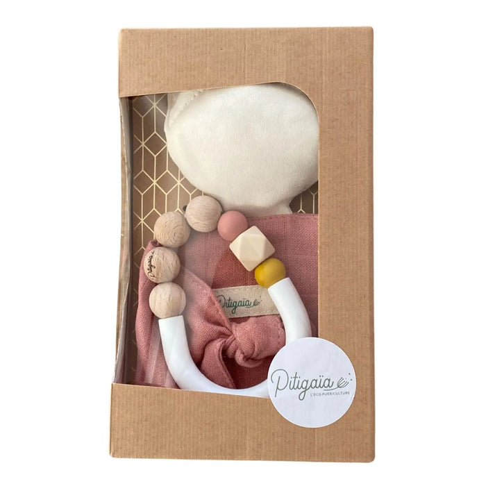 Coffret cadeau naissance doudou coton bio Pitigaia - Terracotta