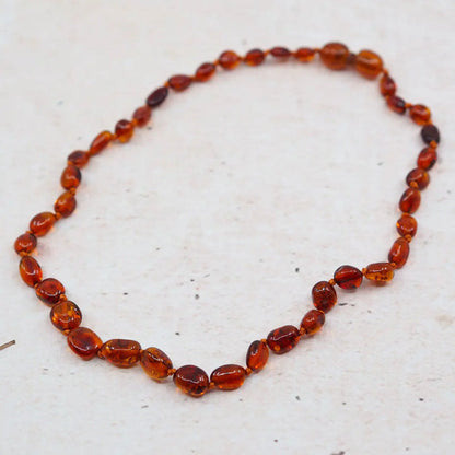 Collier d'ambre pour bébé Olive Cognac
