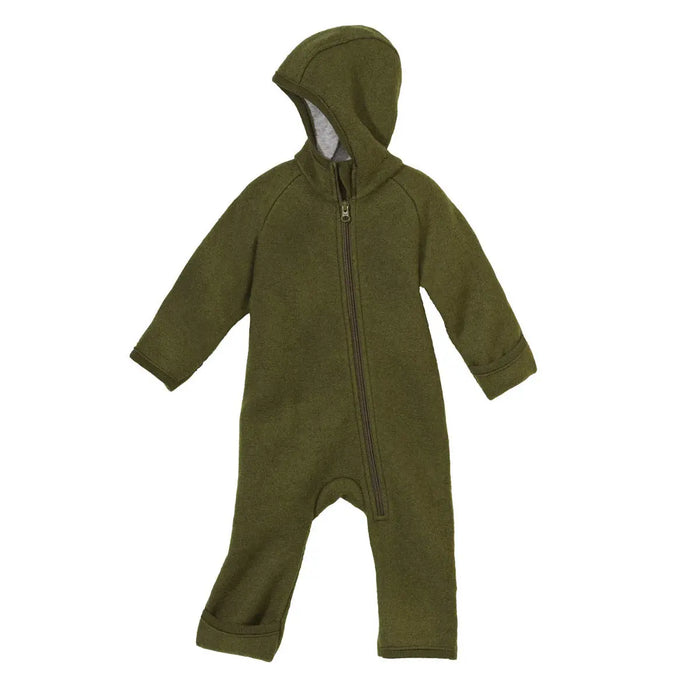 Combinaison bébé zippée en laine bouillie Disana - Olive