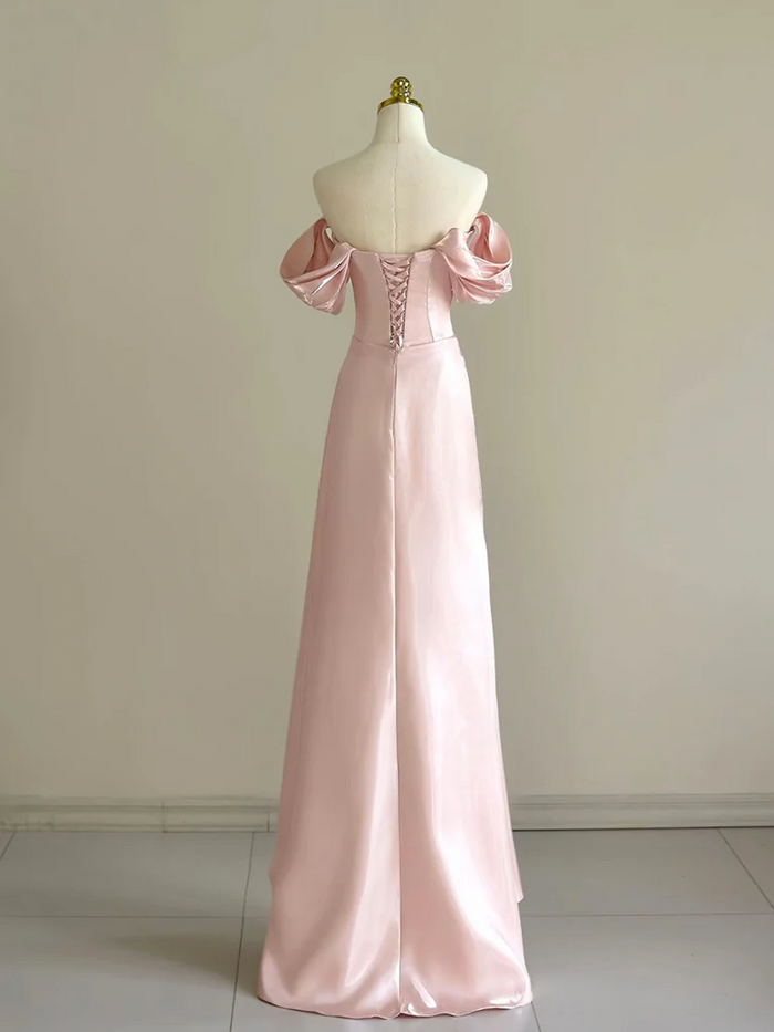 Corset Back Pink Prom Dress 2025 with Small Train