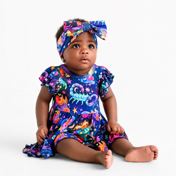 Cosmic Cuddles Short Sleeve Bodysuit Twirl Dress - Jammie Session