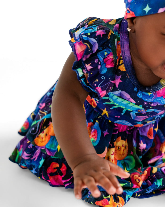 Cosmic Cuddles Short Sleeve Bodysuit Twirl Dress - Jammie Session