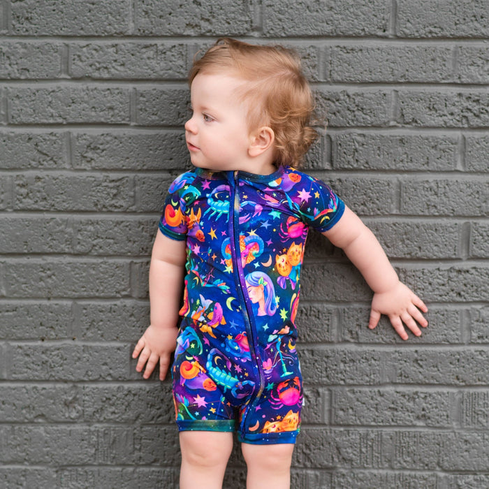 Cosmic Cuddles Zodiac Short Sleeve Romper - Jammie Session