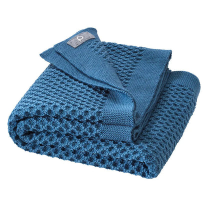 Couverture bébé nid d'abeilles en laine Disana - Dove Blue