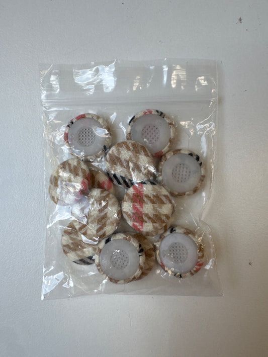Cream, Beige, Black, Pink Houndstooth Fabric Covered Buttons 20mm x13