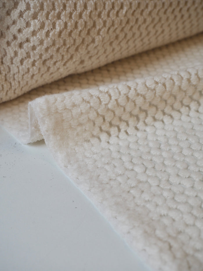 Cream Cotton Blend Chenille Dot Lace