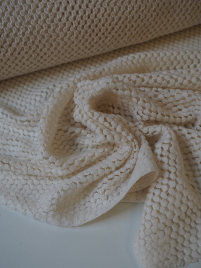 Cream Cotton Blend Chenille Dot Lace