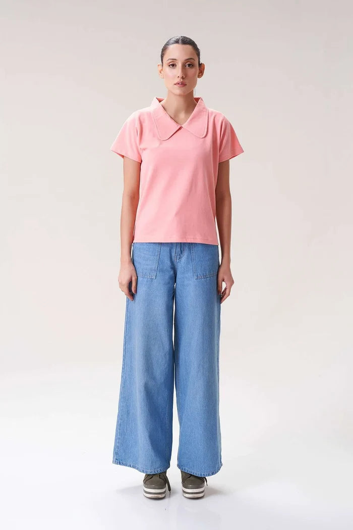 Cute and Soft Pink Collared Polo for Women