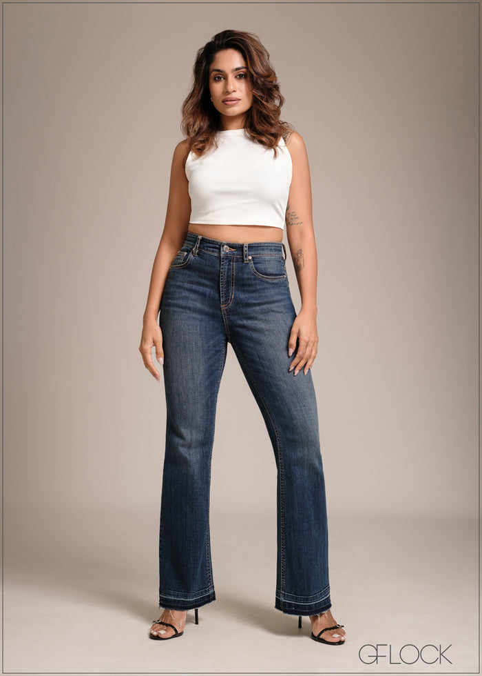 Dark Blue Bootcut Jean - Short Length - 241225D