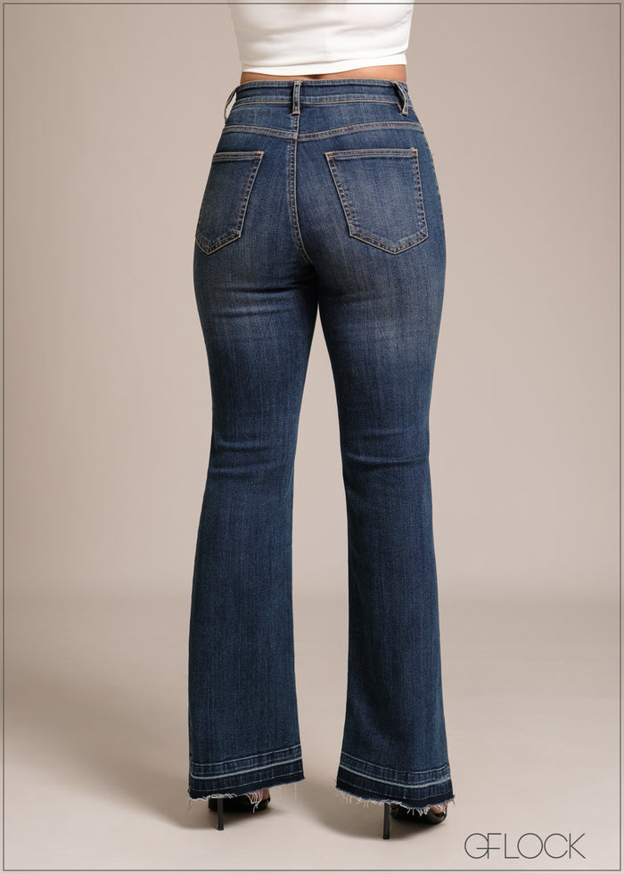 Dark Blue Bootcut Jean - Short Length - 241225D