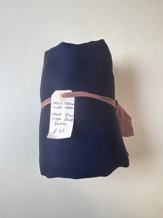 Dark Blue Crepe Back Satin Remnant