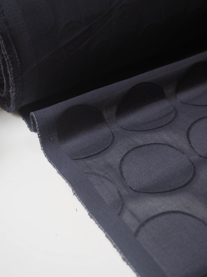 Dark Blue Dot + Stripe Burnout Sheer Viscose