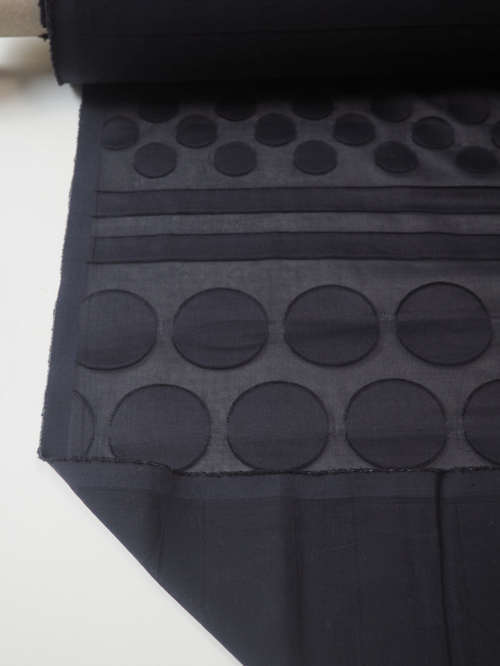 Dark Blue Dot + Stripe Burnout Sheer Viscose