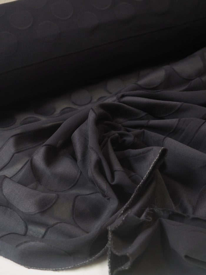 Dark Blue Dot + Stripe Burnout Sheer Viscose