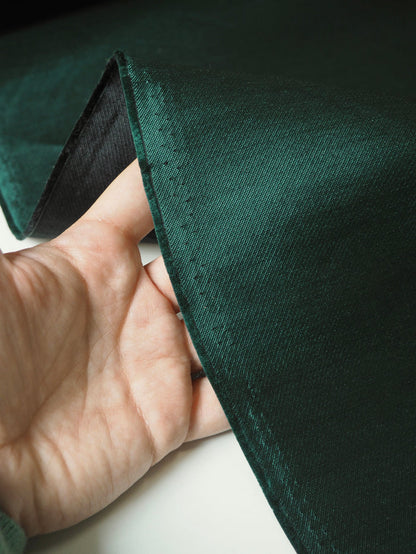Deep Green + Black Double Faced Satin Twill