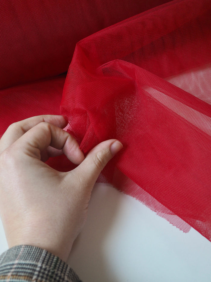 Deep Red Semi-Rigid Extra Wide Tulle