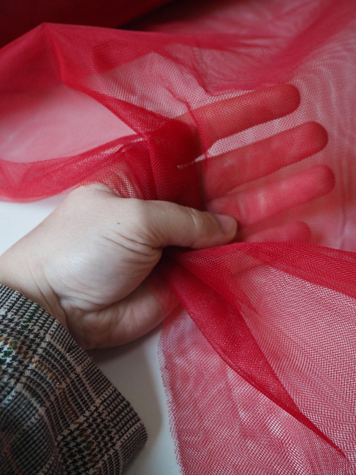 Deep Red Semi-Rigid Extra Wide Tulle