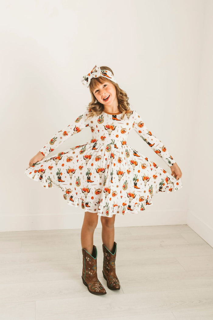Desert Dreams Long Sleeve Big Kid Twirl Dress - Jammie Session
