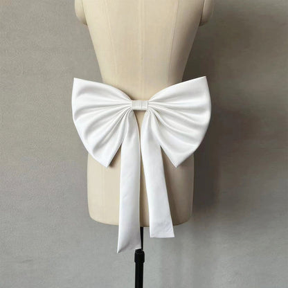 Detachable Bow for Wedding Dress Satin with Tail