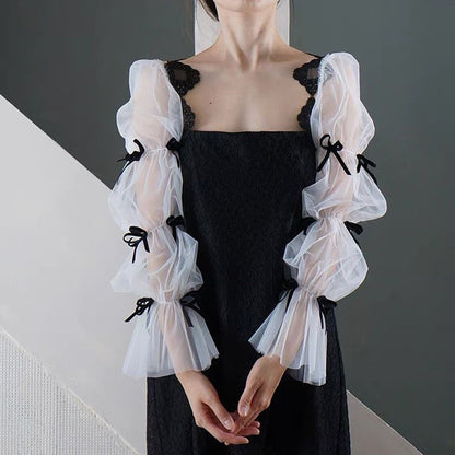 Detachable Sleeves for Women Dress Tulle with Bow(s)