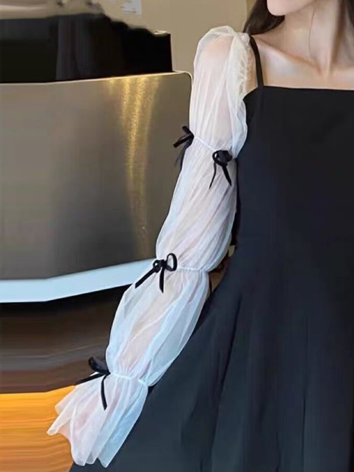 Detachable Sleeves for Women Dress Tulle with Bow(s)