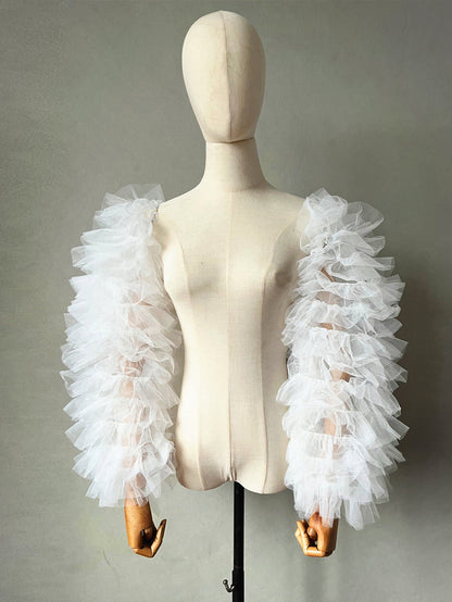 Detachable Sleeves for Women Tulle Tiered