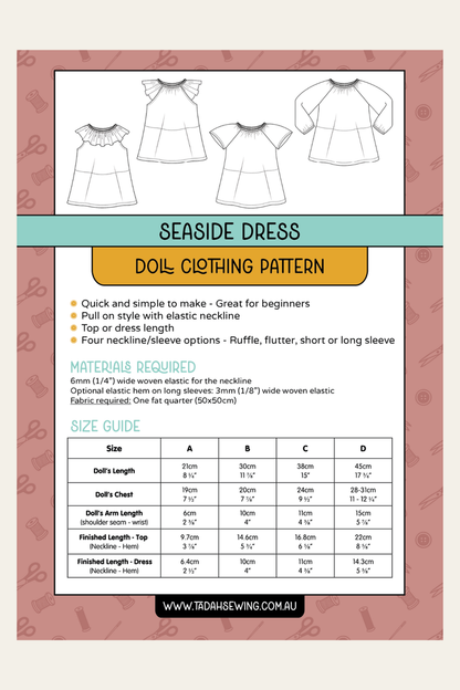Doll Seaside Dress & Top Sewing Pattern