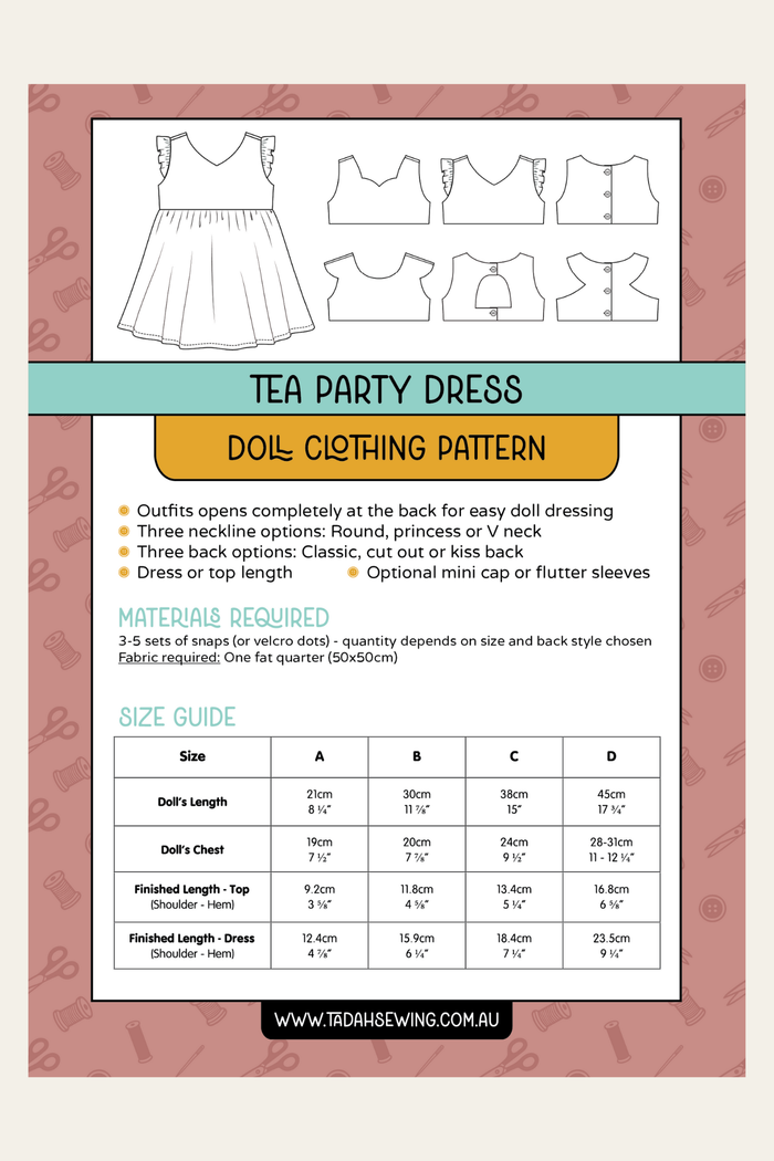 Doll Tea Party Dress & Top Sewing Pattern