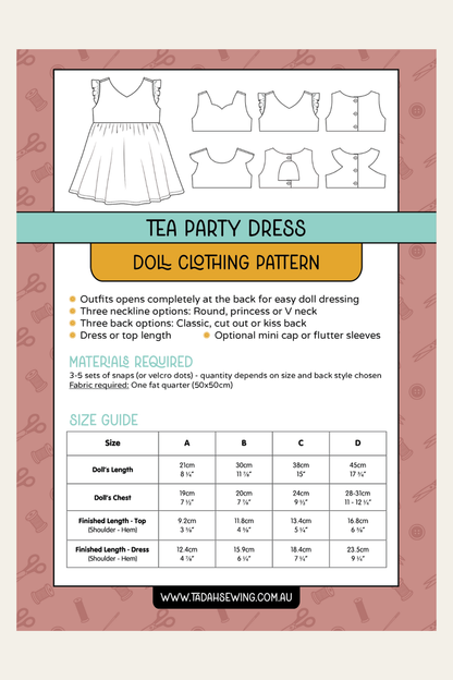Doll Tea Party Dress & Top Sewing Pattern
