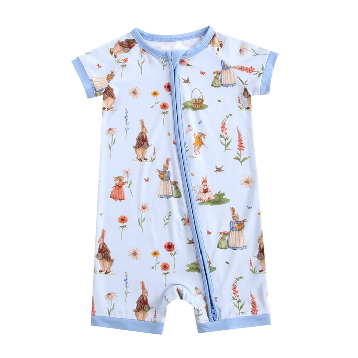 Don‚Äôt Worry, Be Hoppy ( Rabbit ) Short Sleeve Romper - Jammie Session