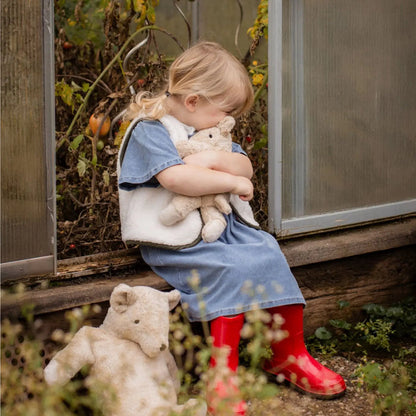 Doudou bouillotte en coton bio & laine Senger Naturwelt - Petit ours lin