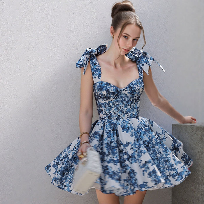 Eden Floral Print Bow Shoulder Dress