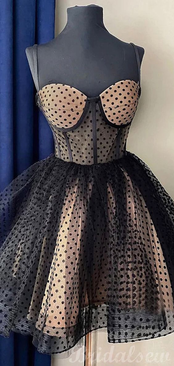 Elegant Homecoming Dress 2023 Short Spaghetti Straps Tulle