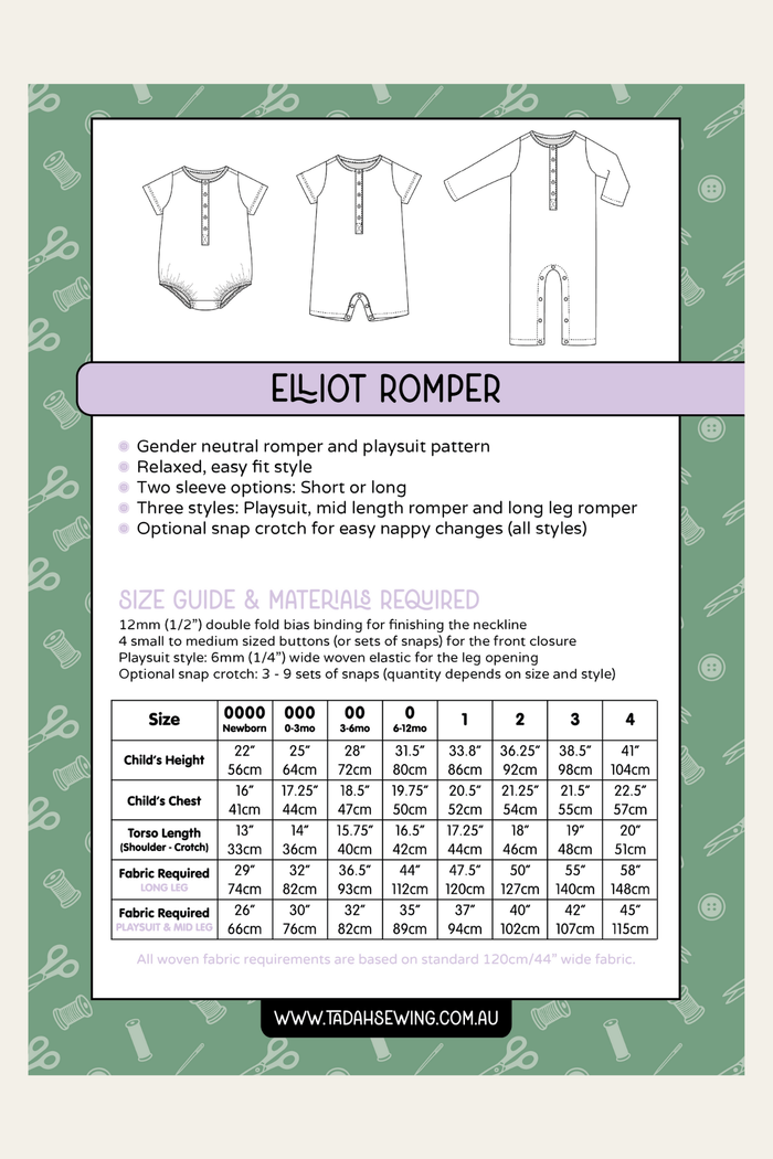 Elliot Romper Sewing Pattern
